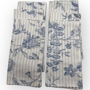 SET 6 Quality C&F Reversible Damask Pattern & Stripes 100% Cotton Napkins Cloth